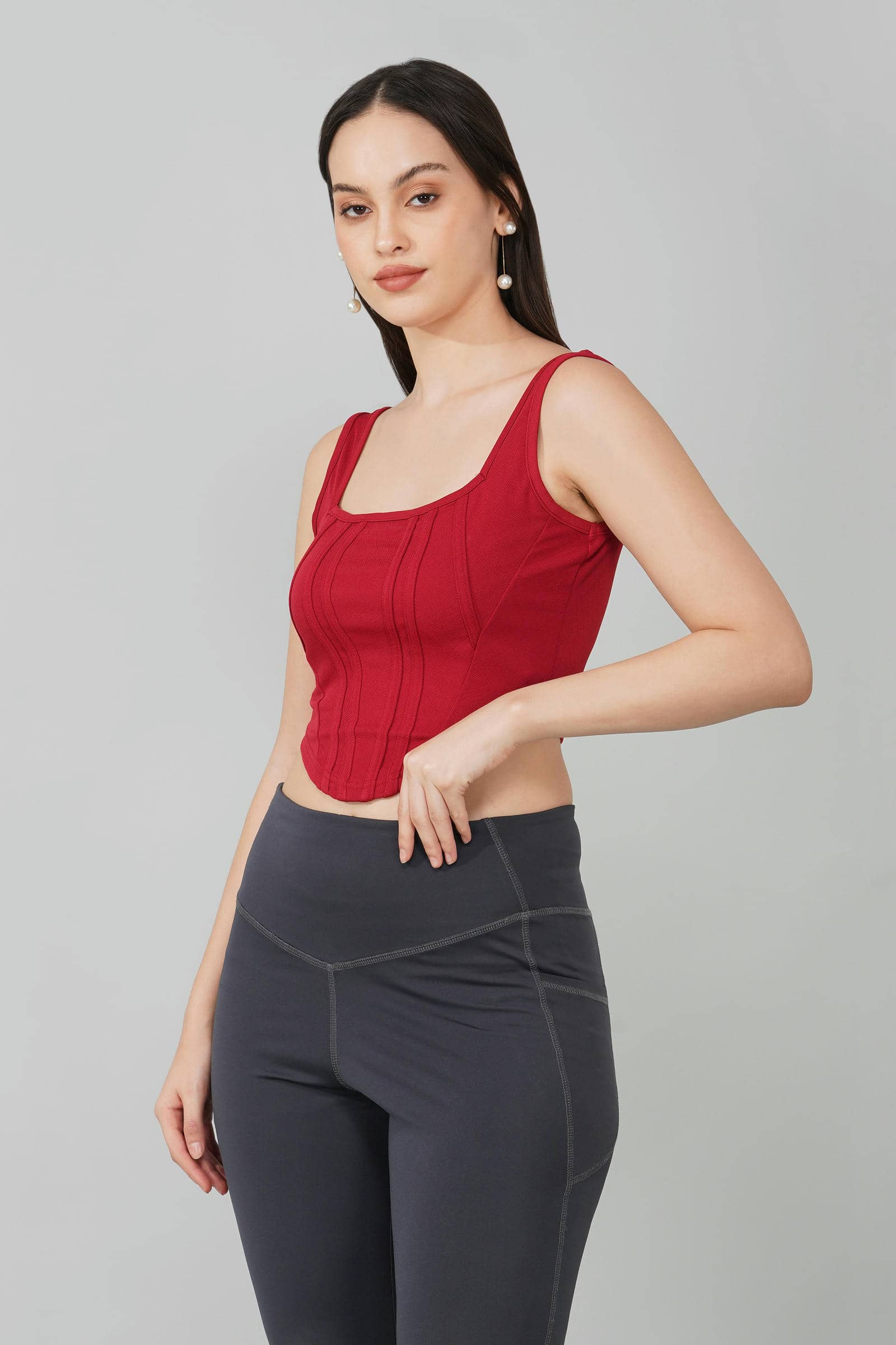 Maroon Corset Crop Top