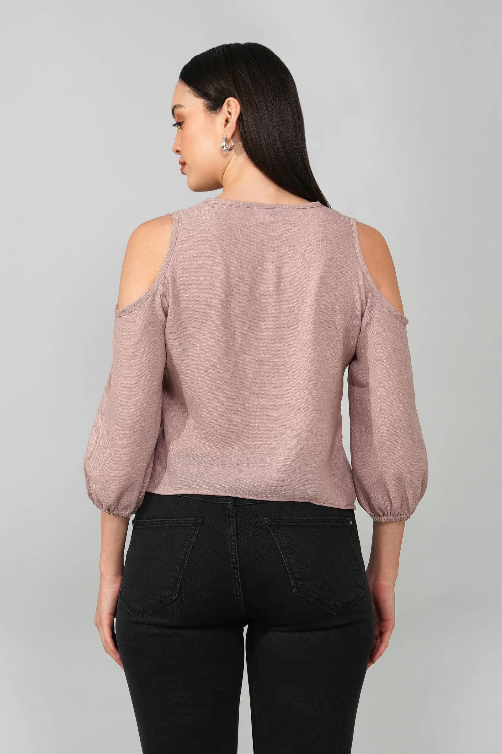Dusty Pink Cold Shoulder Tie-Front Top