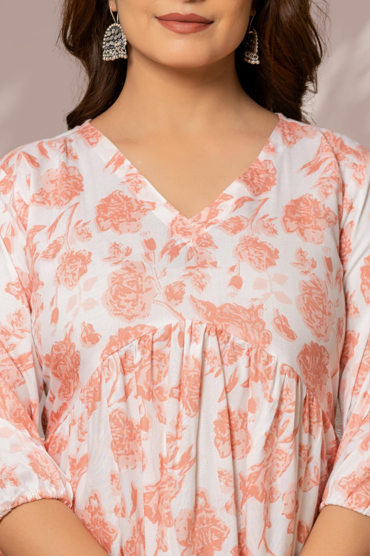 Peach Floral Peplum Top