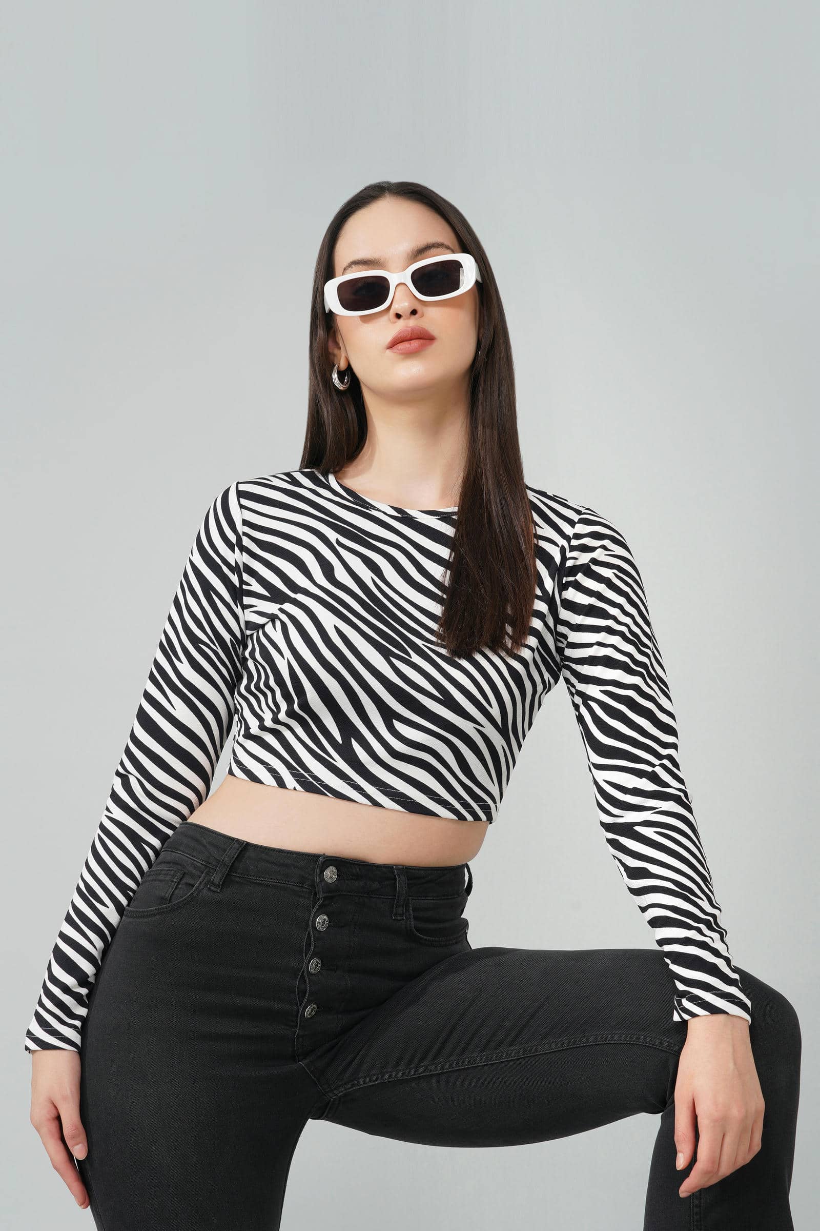 Black and White Zebra Print Crop Top