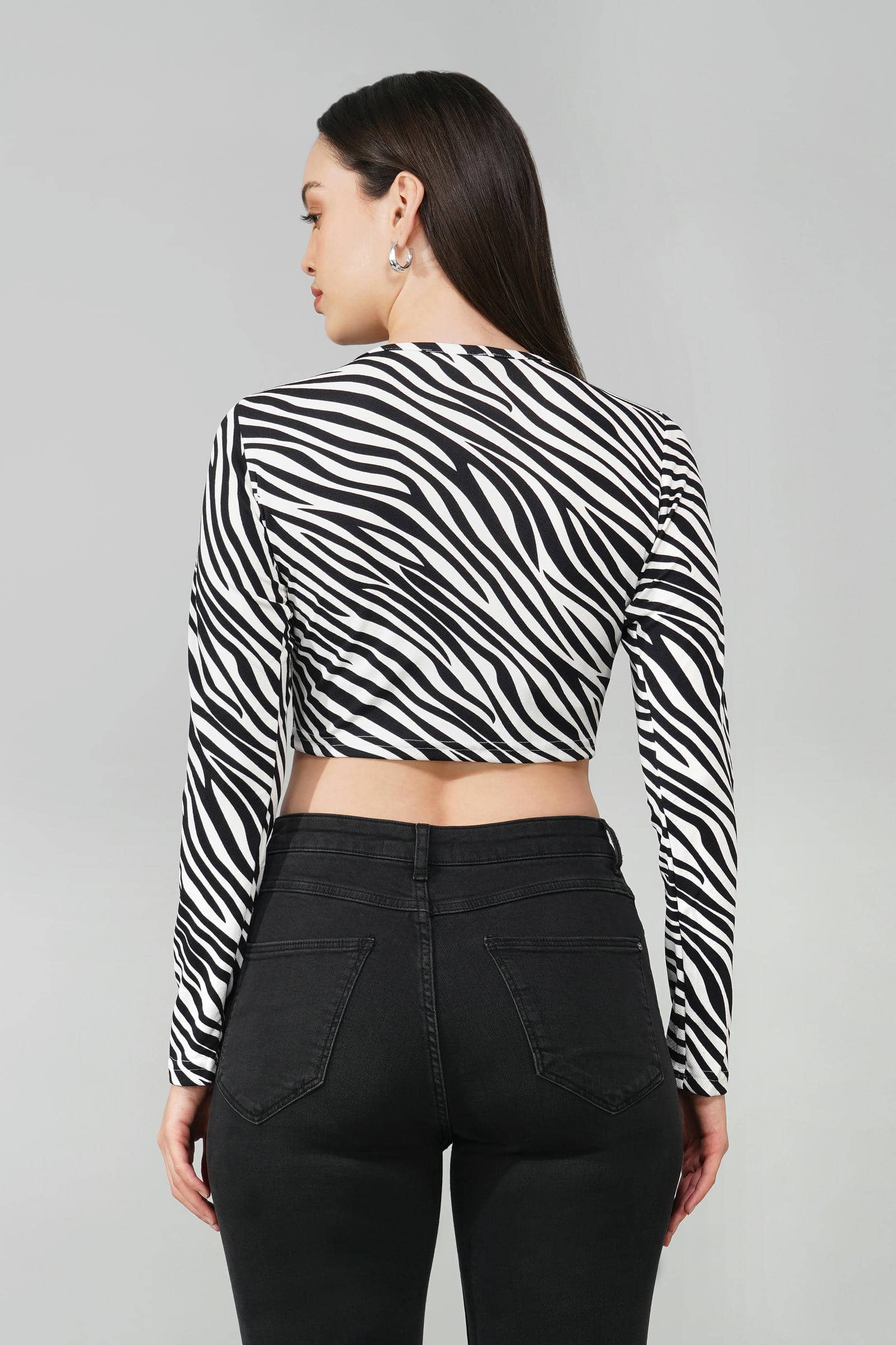 Black and White Zebra Print Crop Top