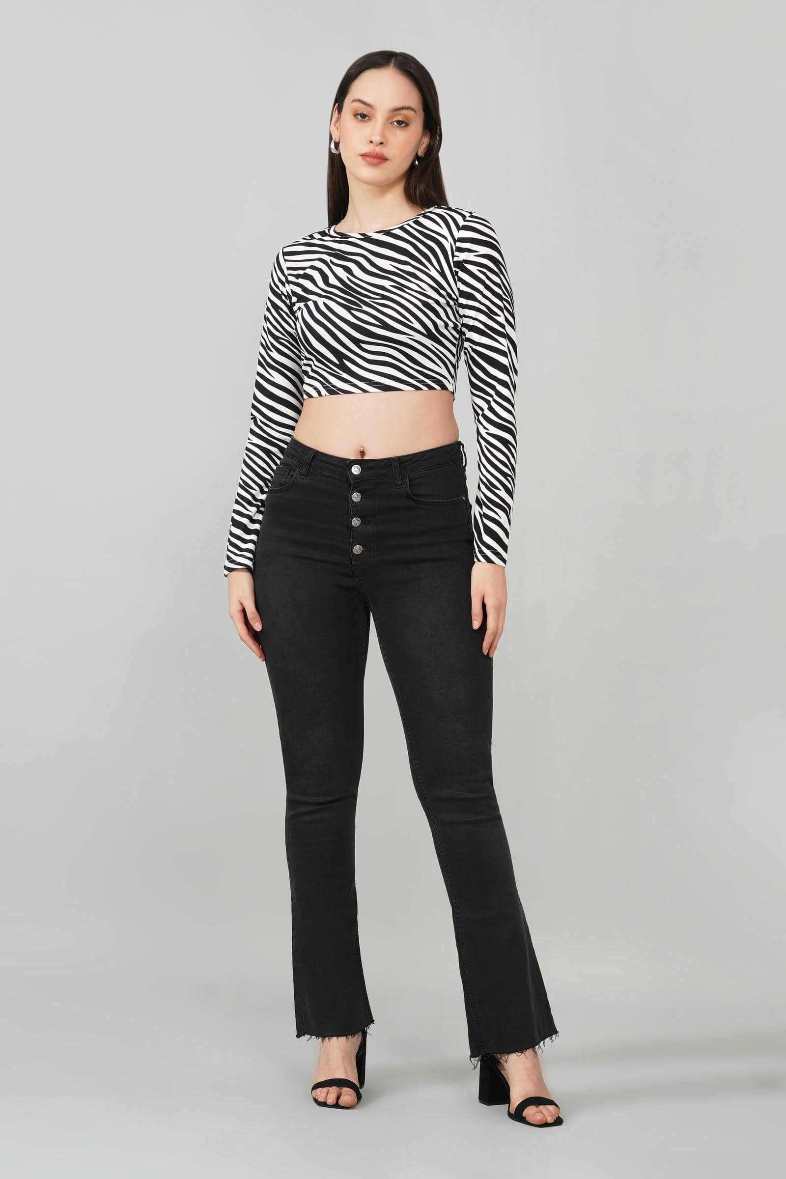 Black and White Zebra Print Crop Top