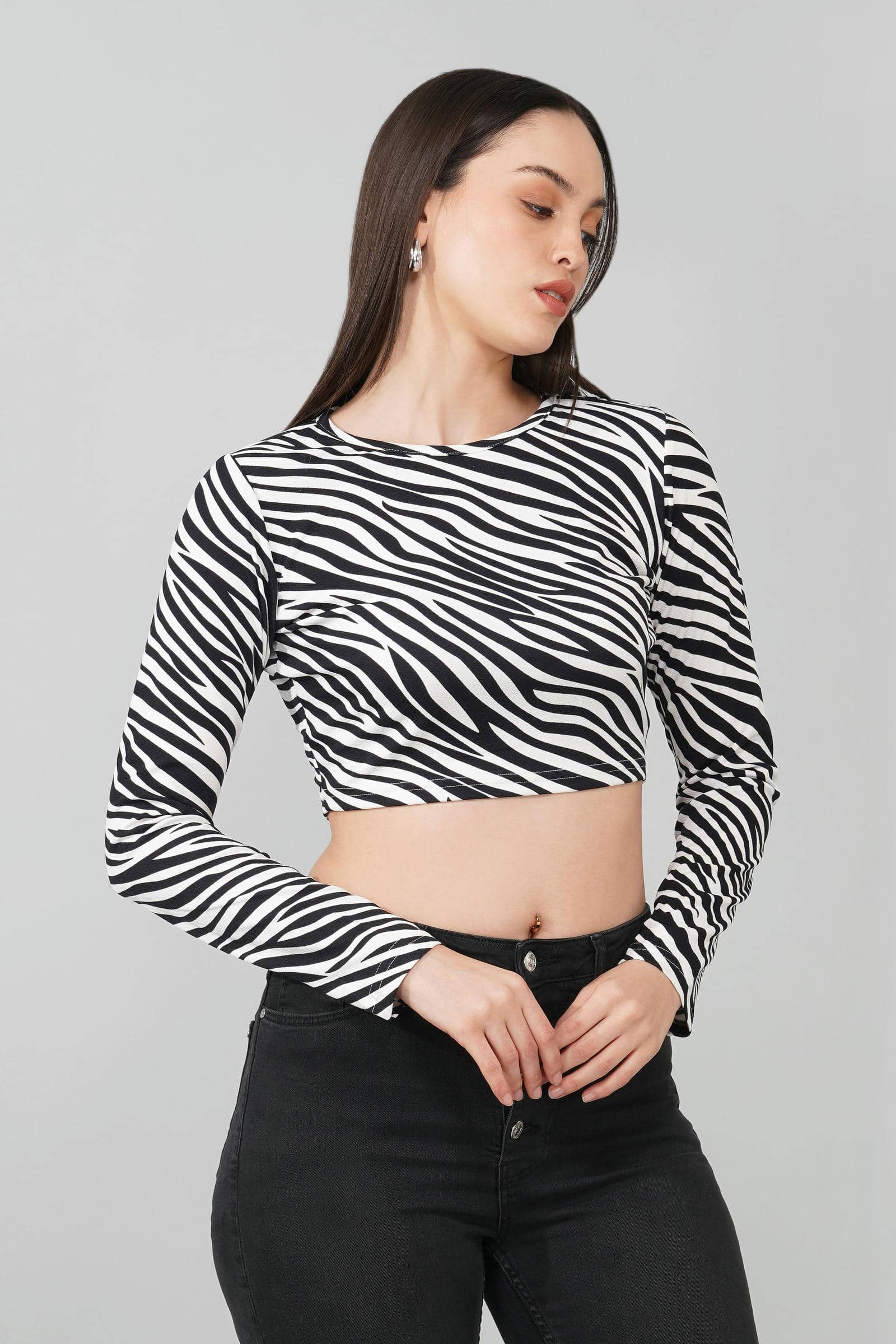 Black and White Zebra Print Crop Top