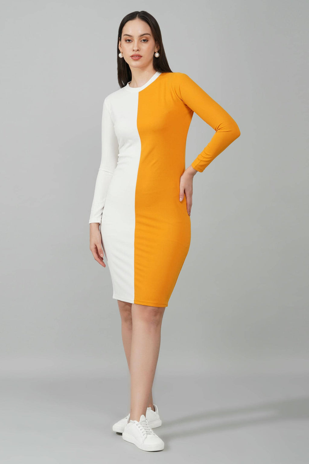 Mustard Colorblock Elegance Dress