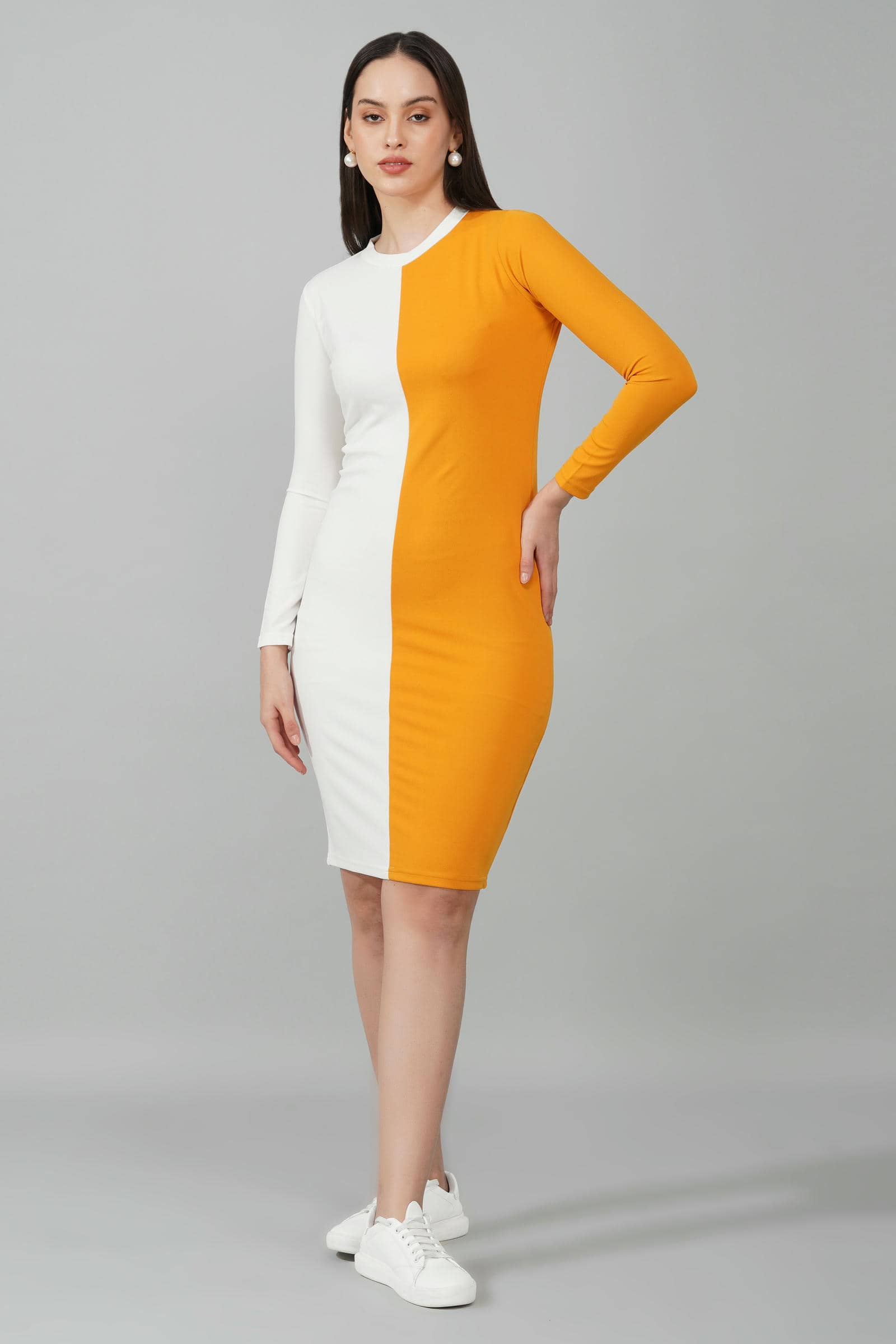 Mustard Colorblock Elegance Dress
