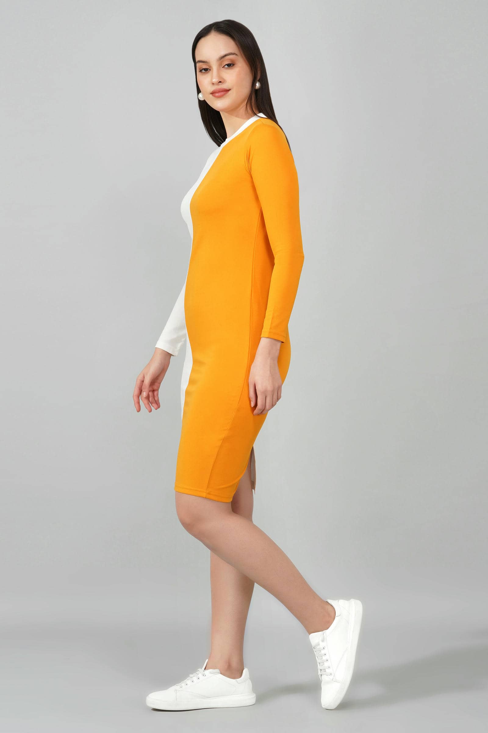Mustard Colorblock Elegance Dress