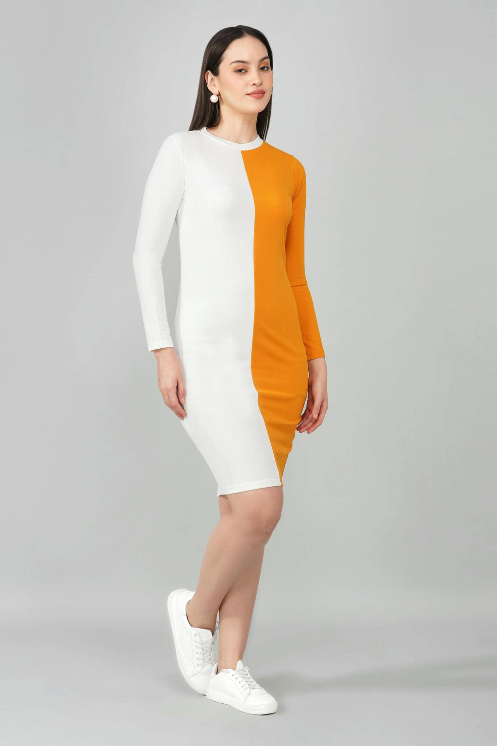 Mustard Colorblock Elegance Dress