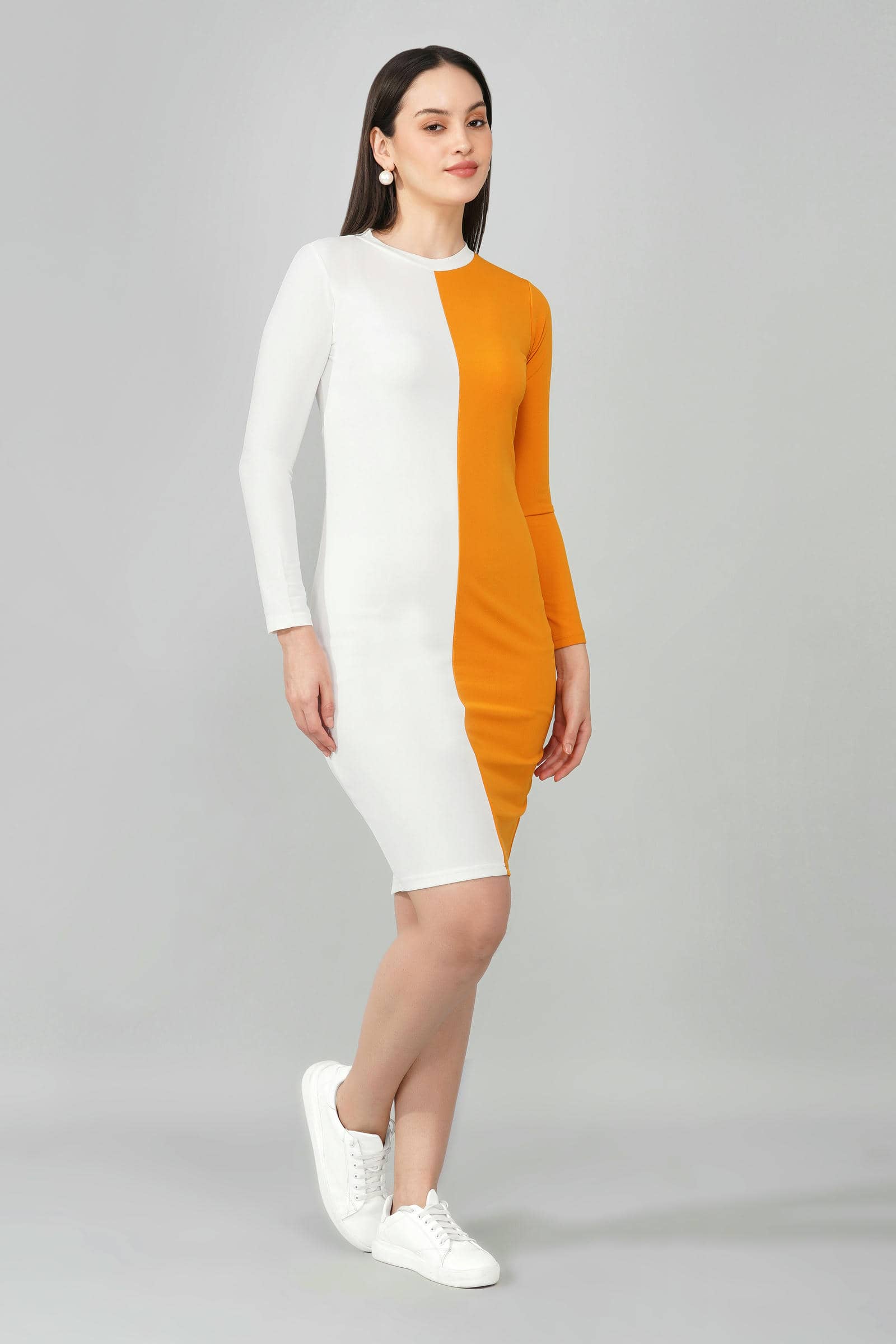 Mustard Colorblock Elegance Dress