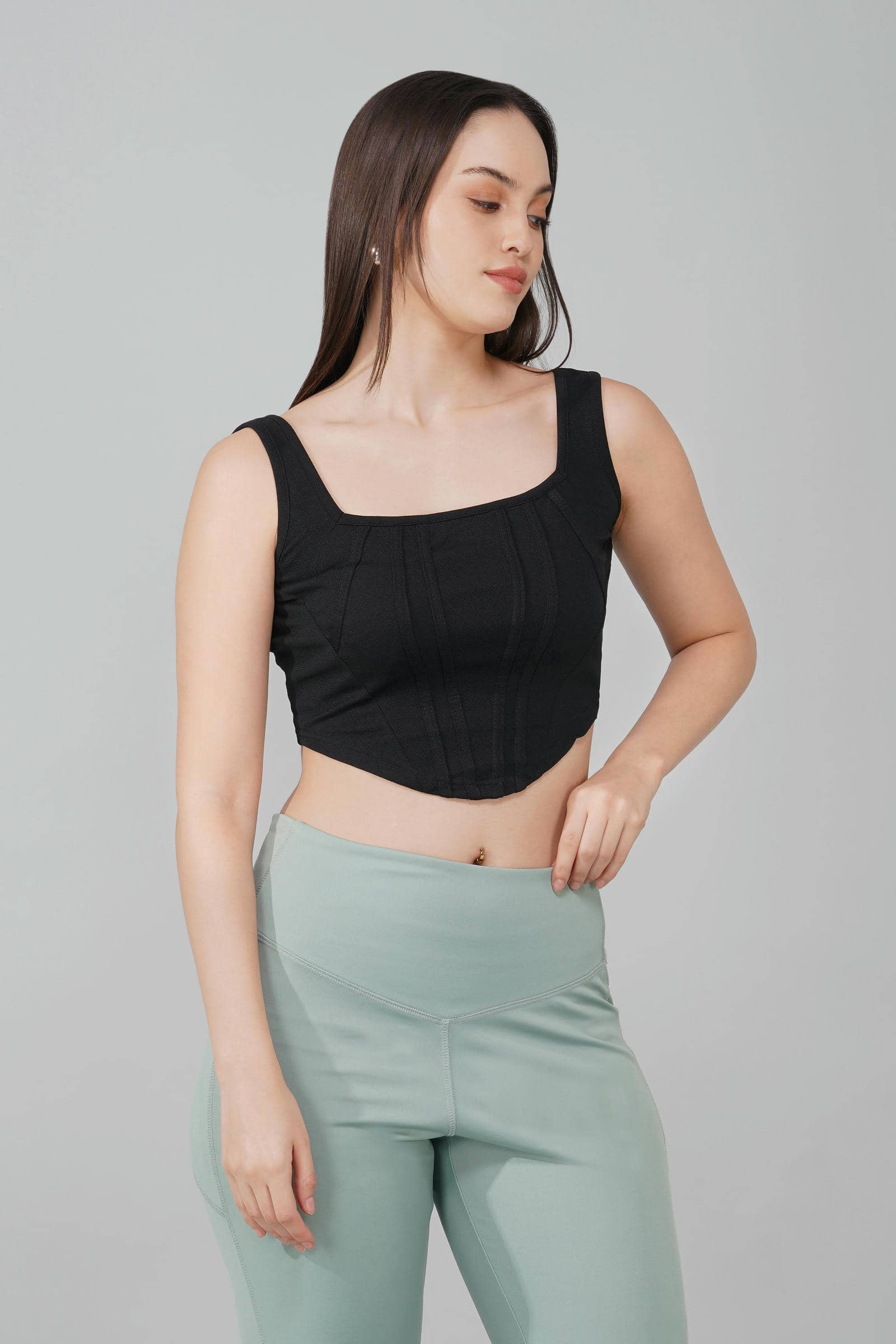 Black Corset Crop Top
