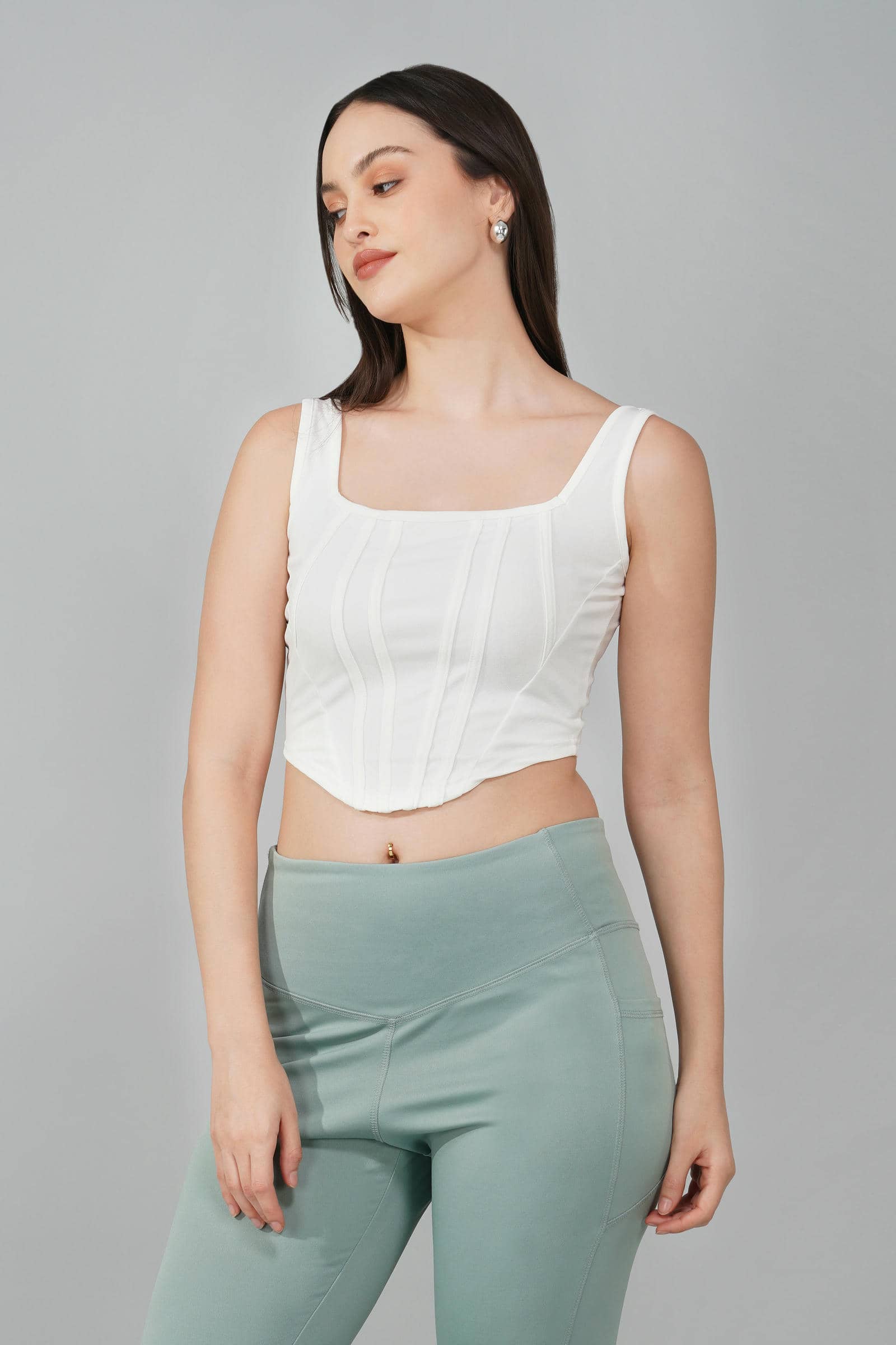 White Corset Crop Top