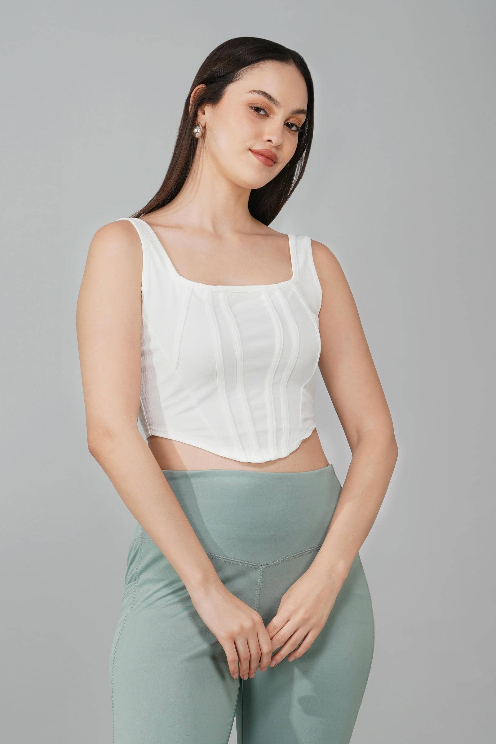 White Corset Crop Top