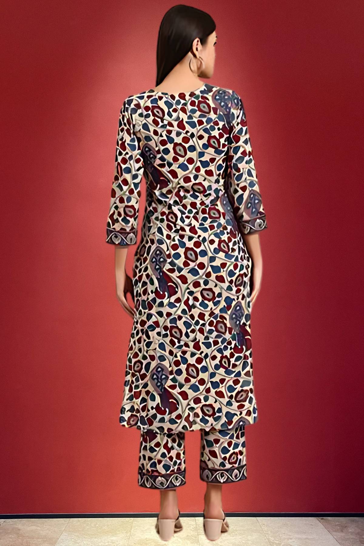 Beige & Multicolor Artistic Printed Co-ord Set
