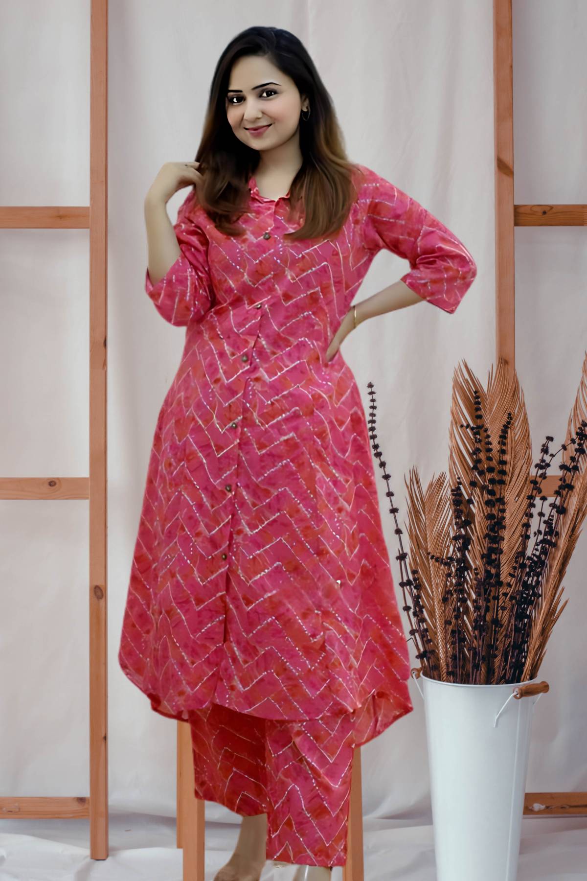 Pink Handcrafted Bandhani Print Co-ord Set