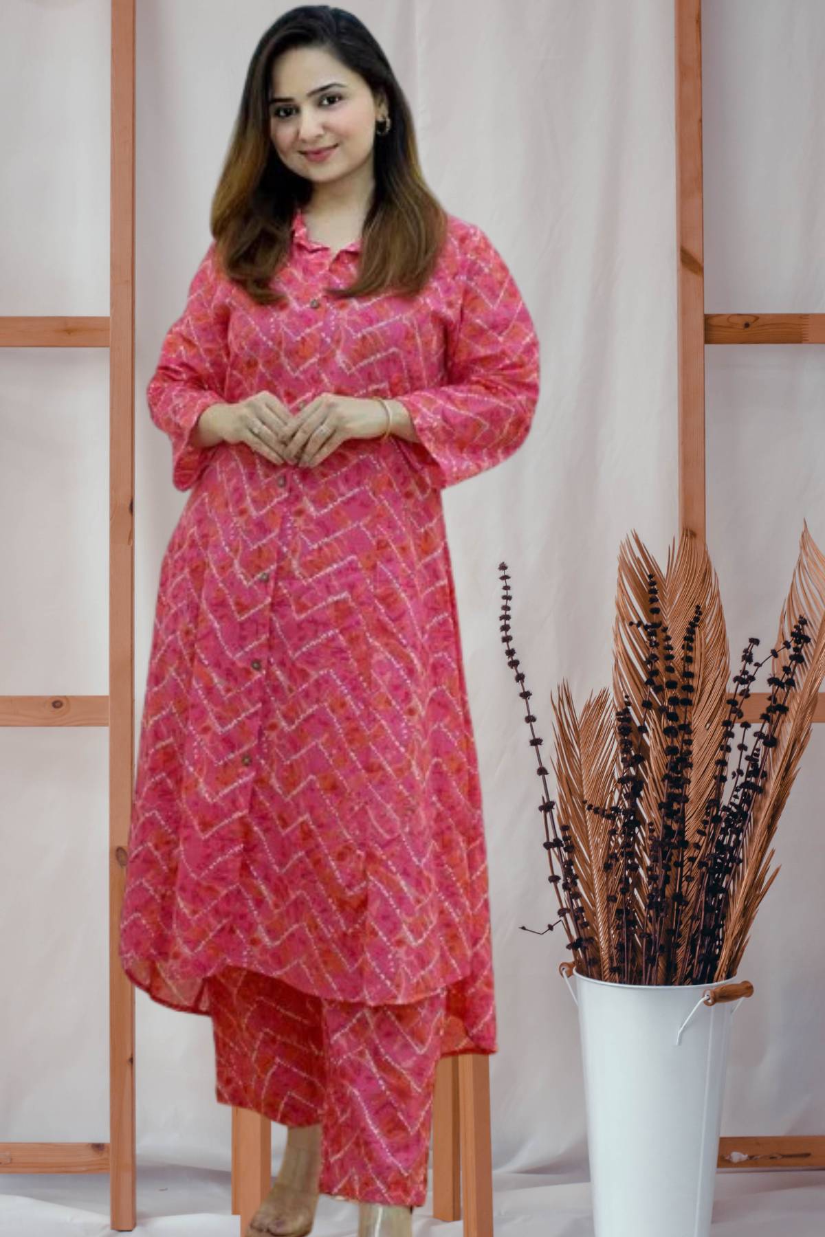 Pink Handcrafted Bandhani Print Co-ord Set
