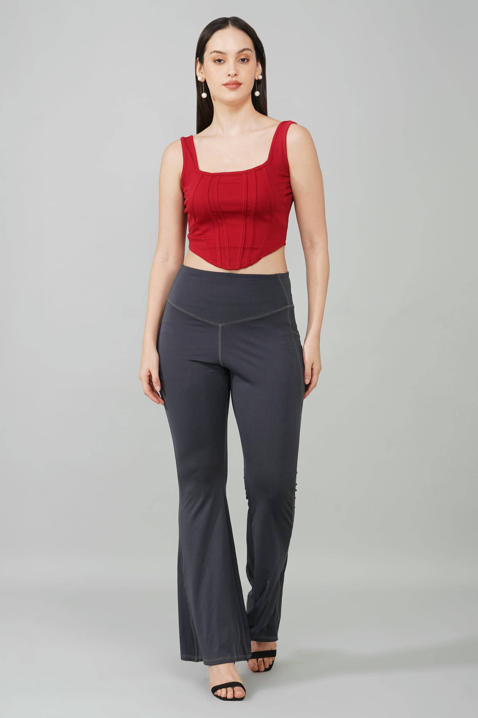 Maroon Corset Crop Top