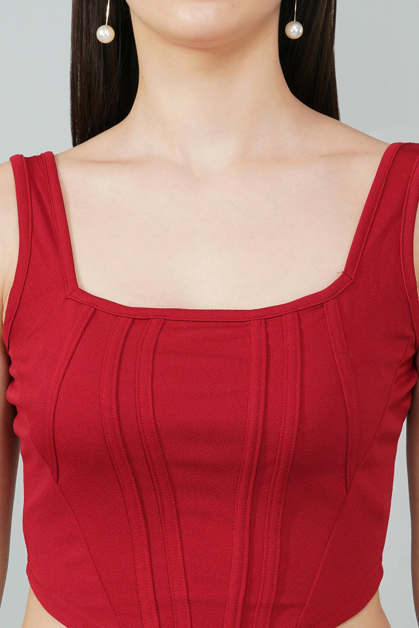 Maroon Corset Crop Top