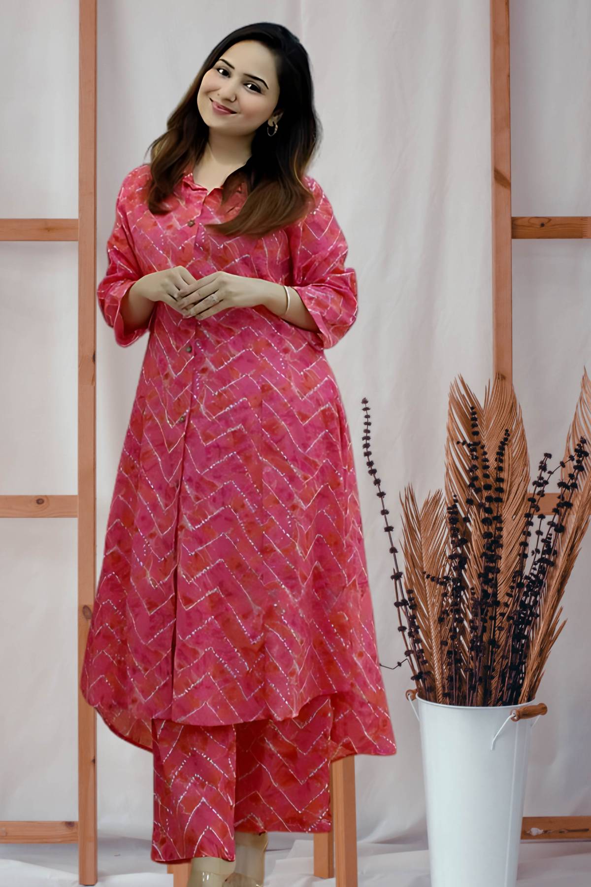 Pink Handcrafted Bandhani Print Co-ord Set