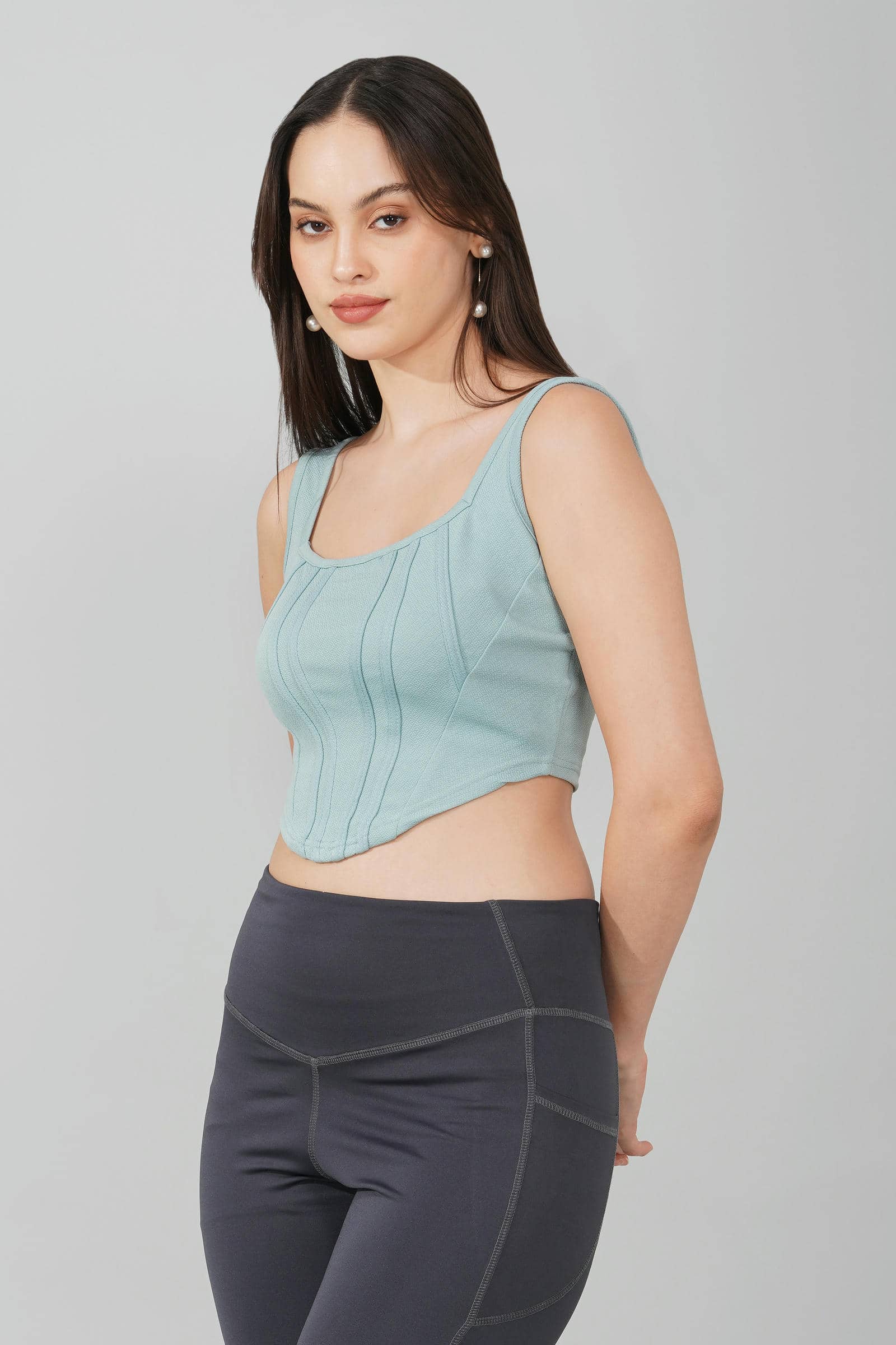 Mint Green Corset Crop Top