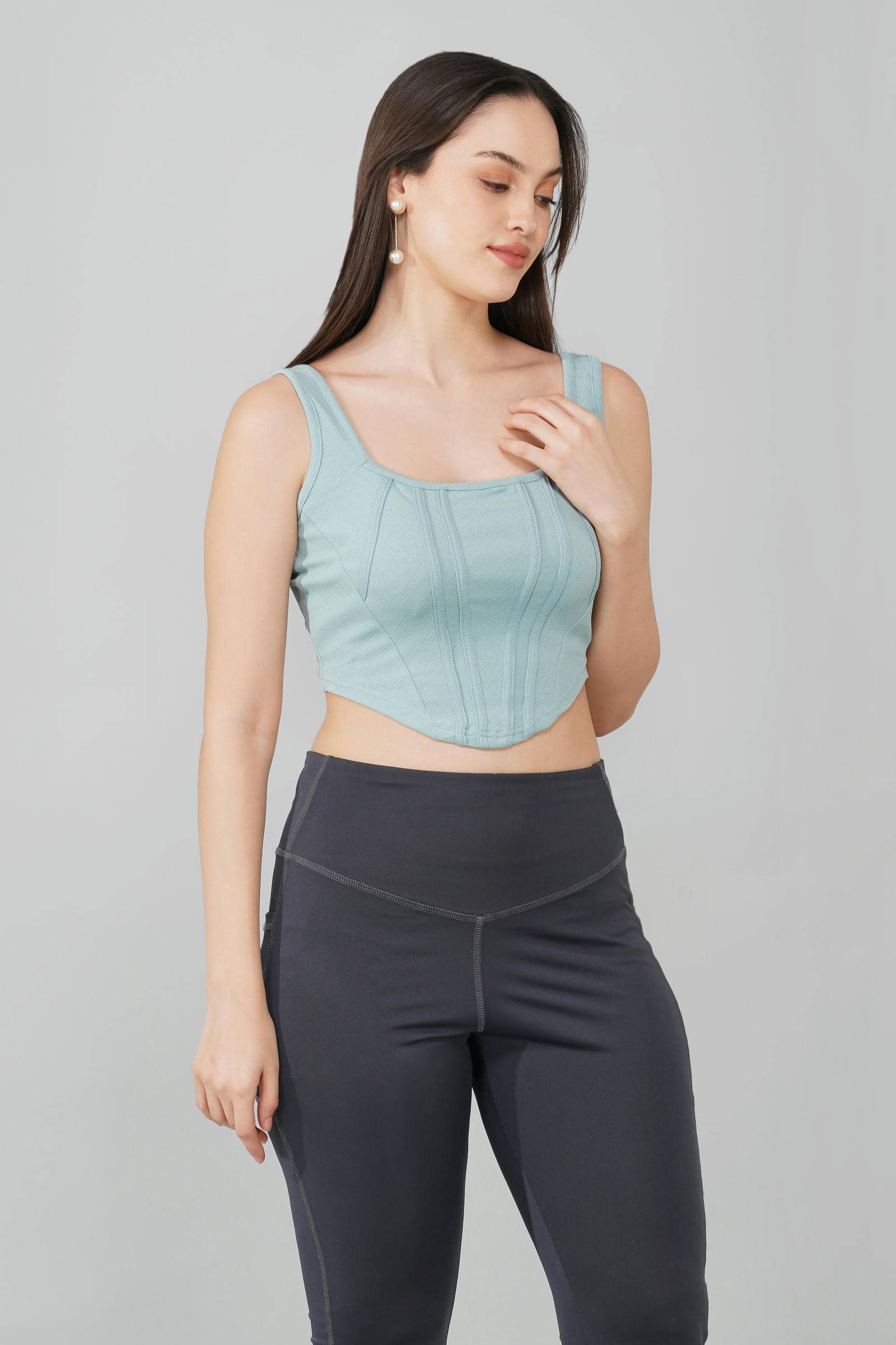 Mint Green Corset Crop Top