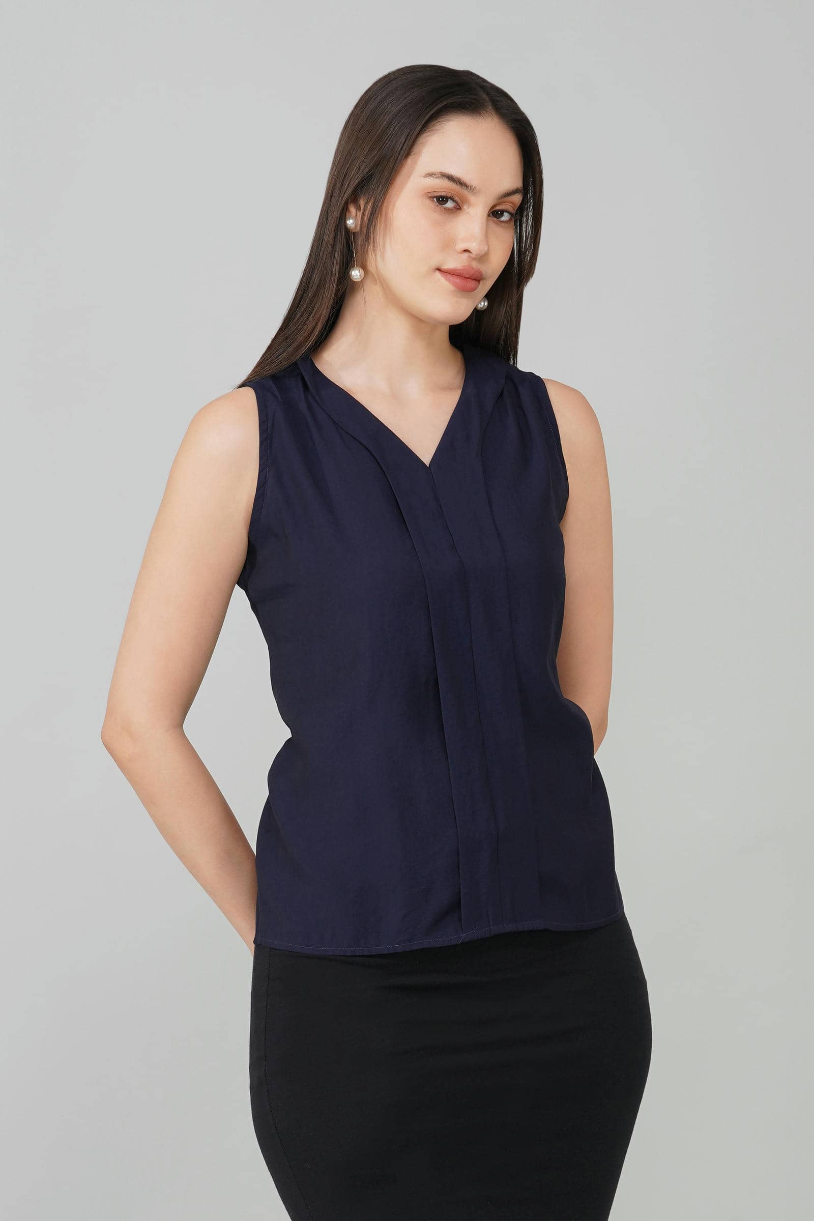 Navy Blue Sleeveless Top