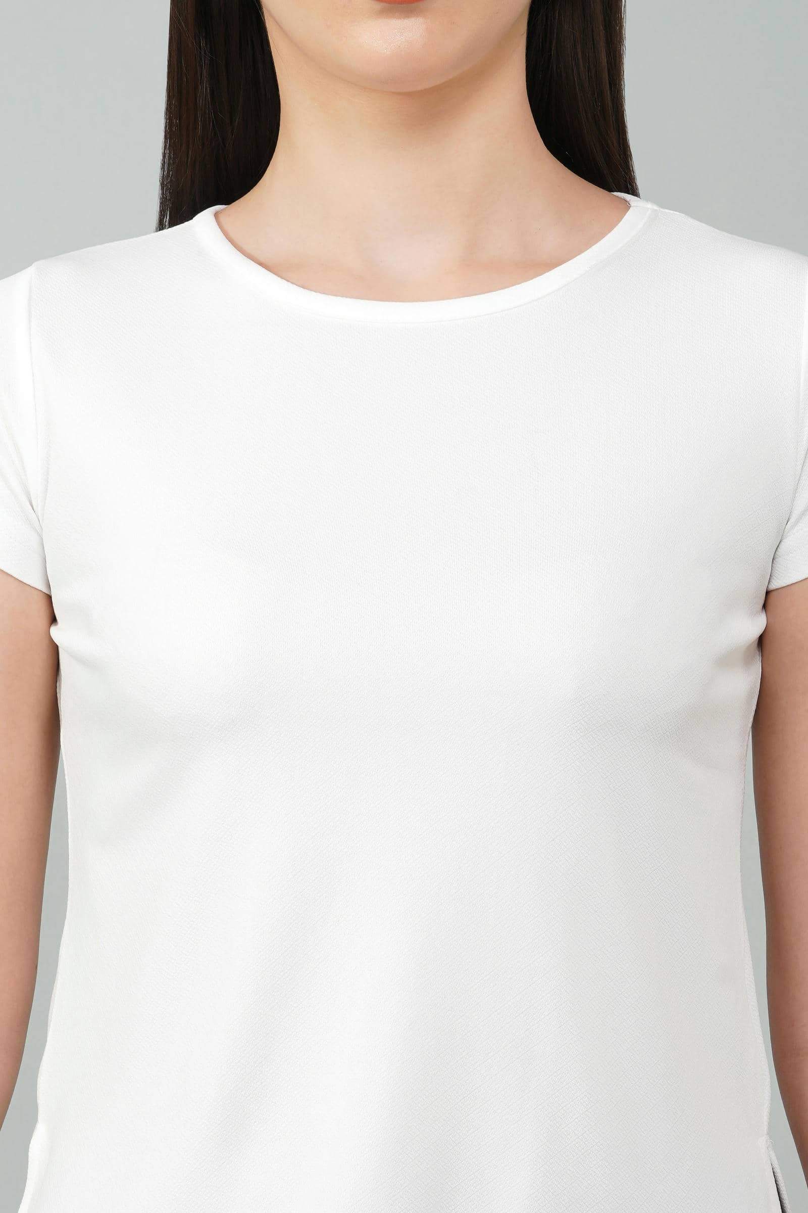 White Casual Round Neck Top