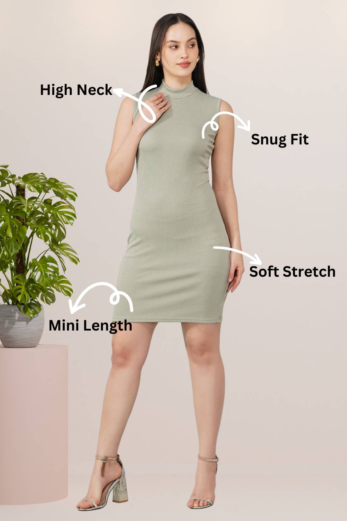 Beige Bodycon Dress