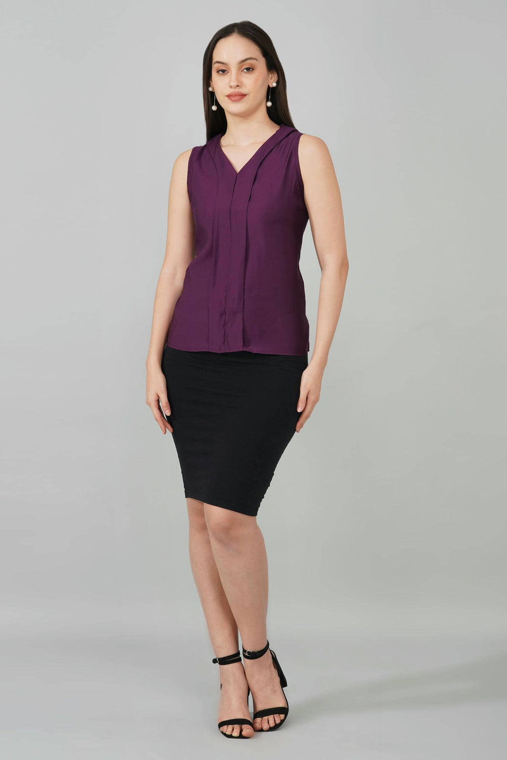Maroon Sleeveless Top