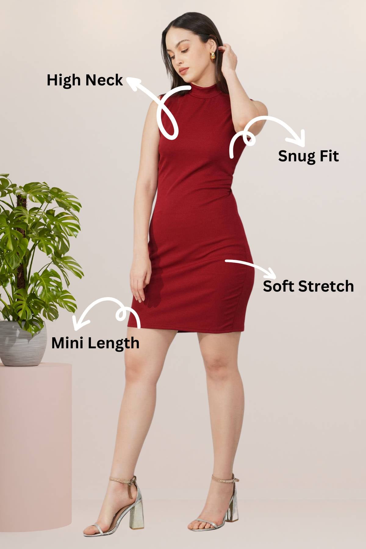 Burgundy Bodycon Dress