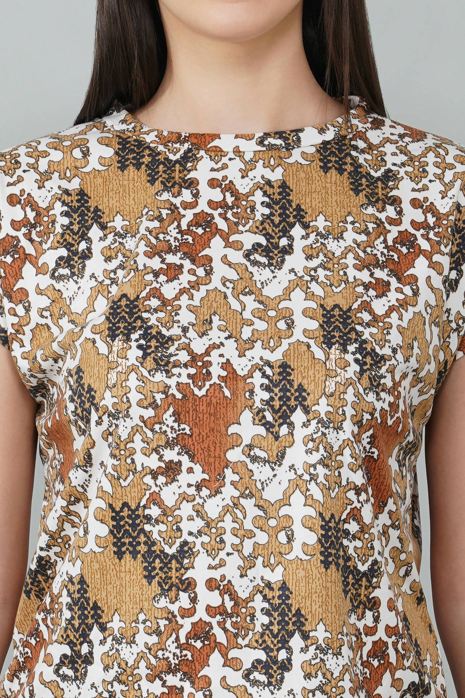 Brown Abstract Print Coord Set