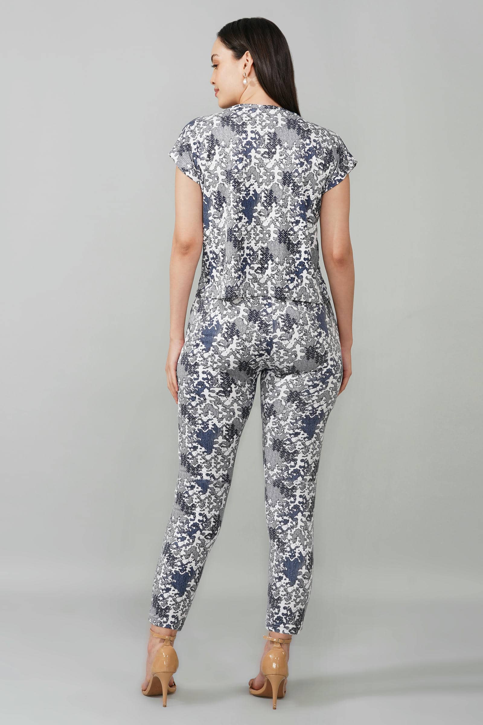 Blue Abstract Print Coord Set