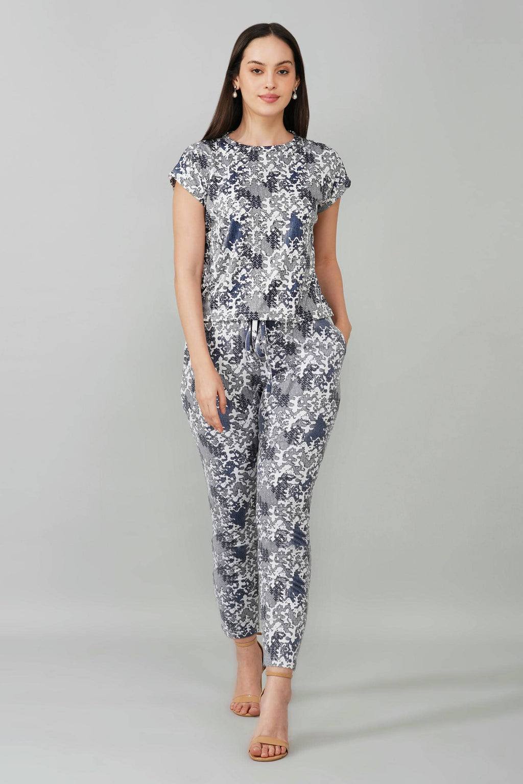 Blue Abstract Print Coord Set