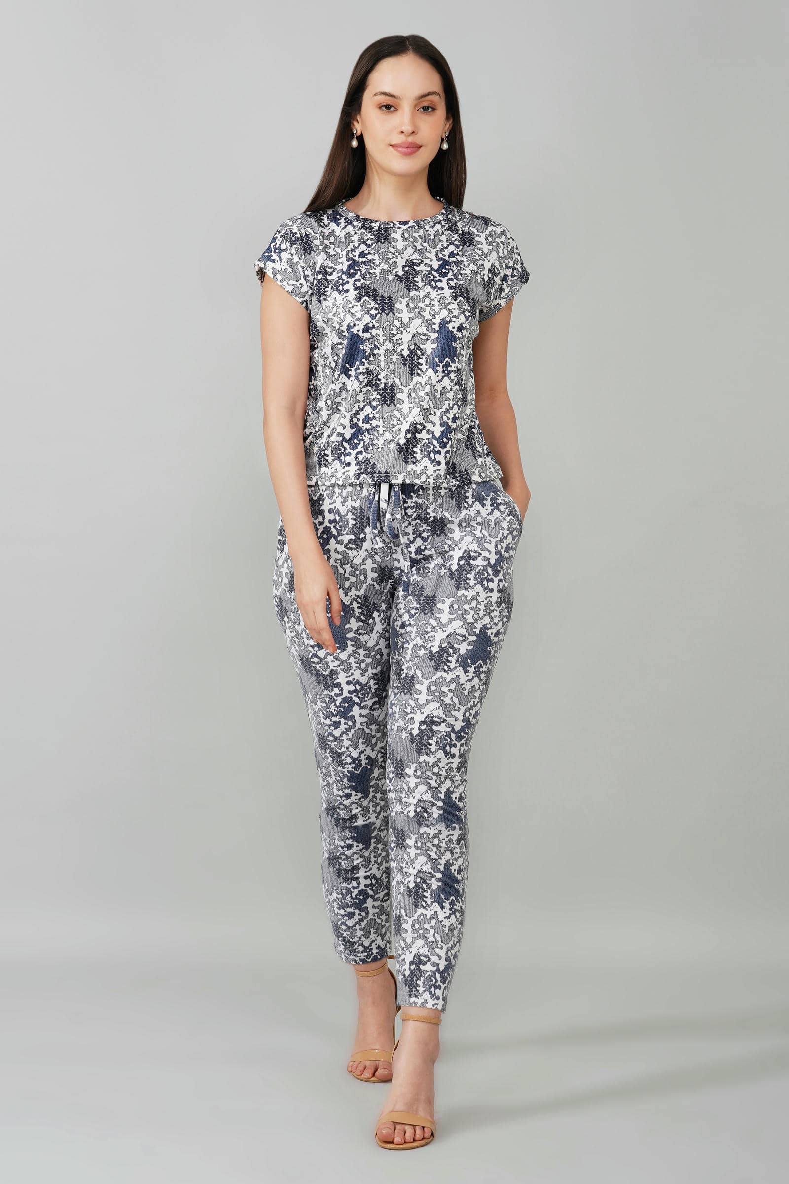 Blue Abstract Print Coord Set