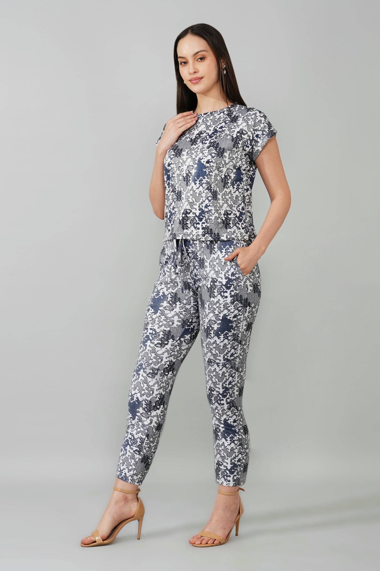 Blue Abstract Print Coord Set