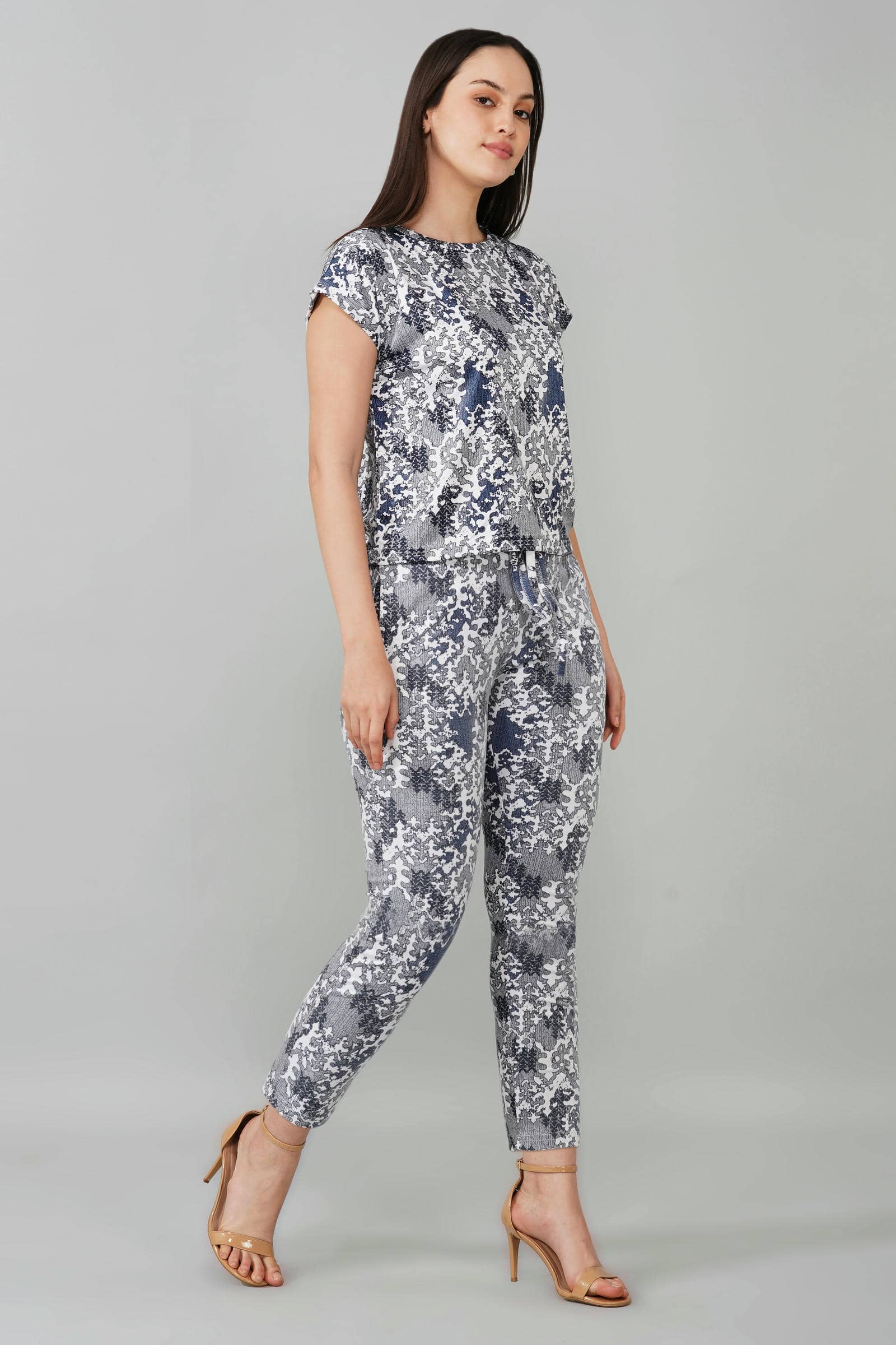 Blue Abstract Print Coord Set