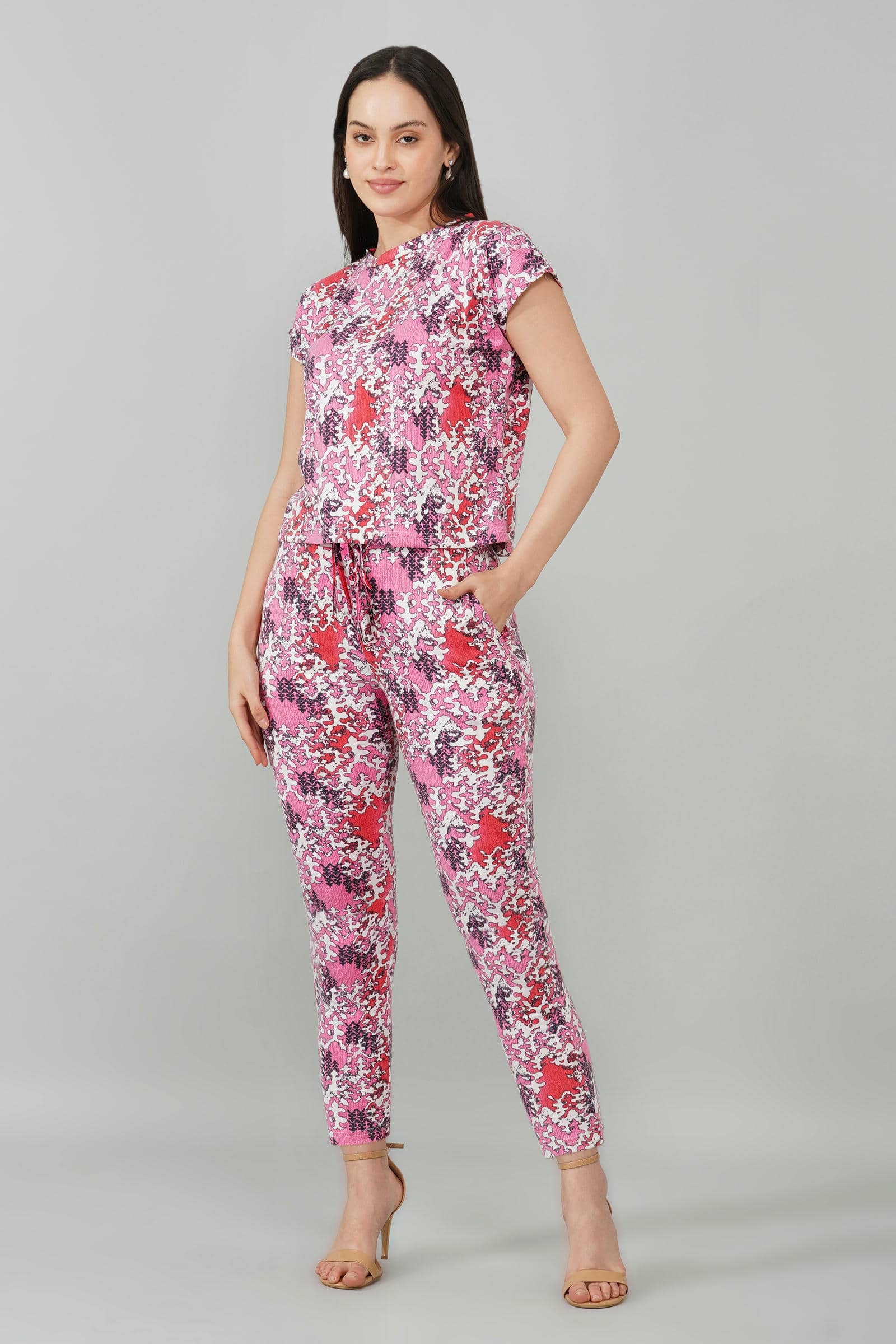 Pink Abstract Print Coord Set