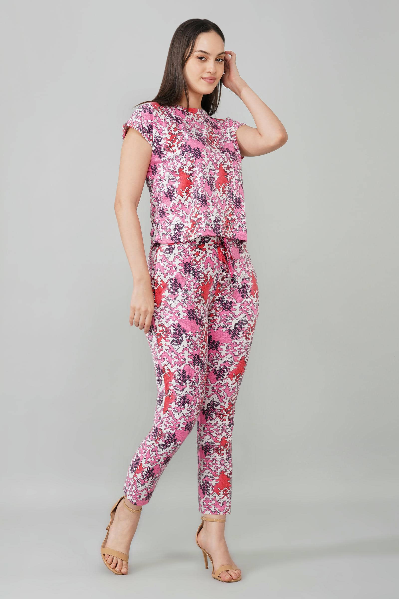Pink Abstract Print Coord Set