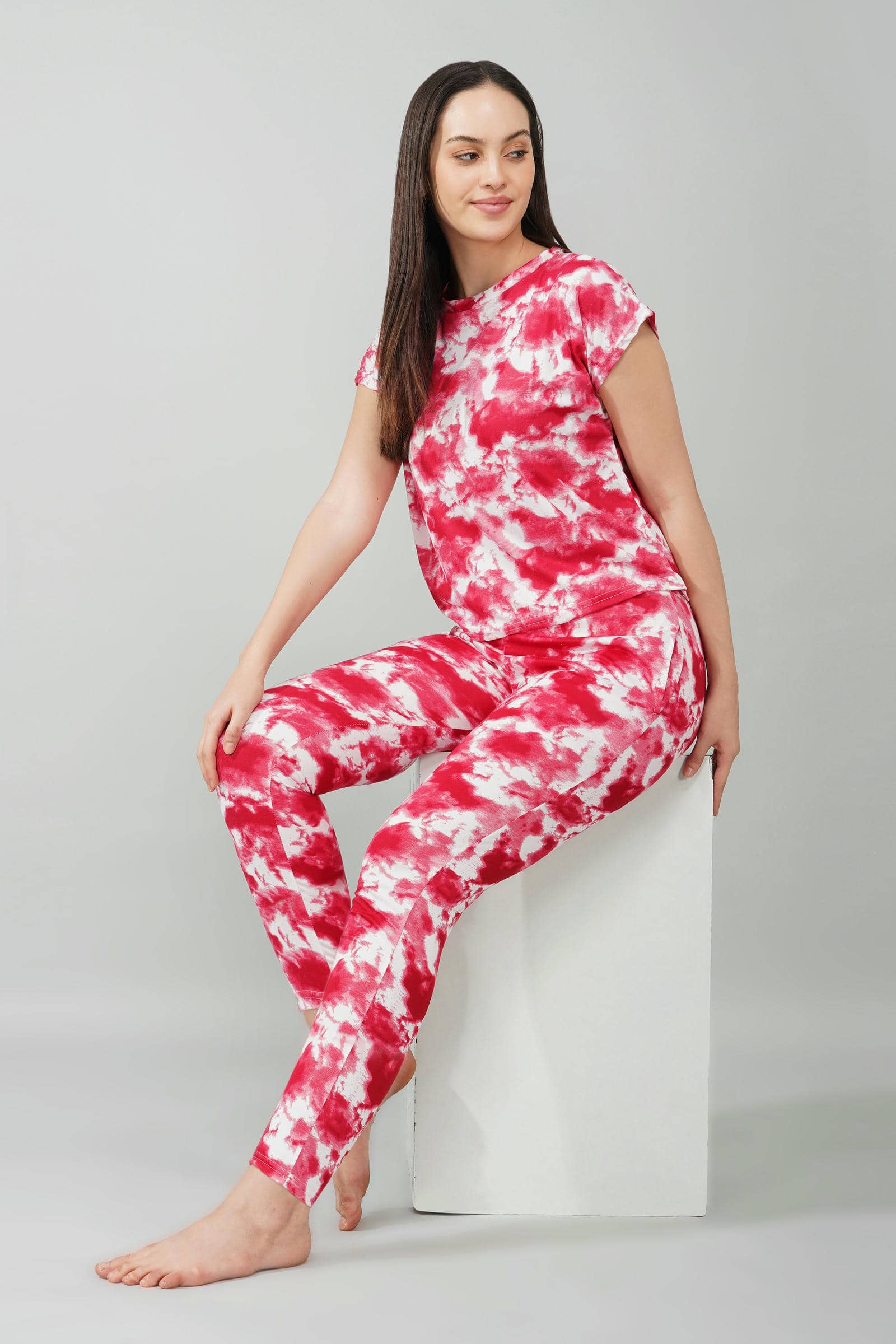 Red Tie-Dye Coord Set