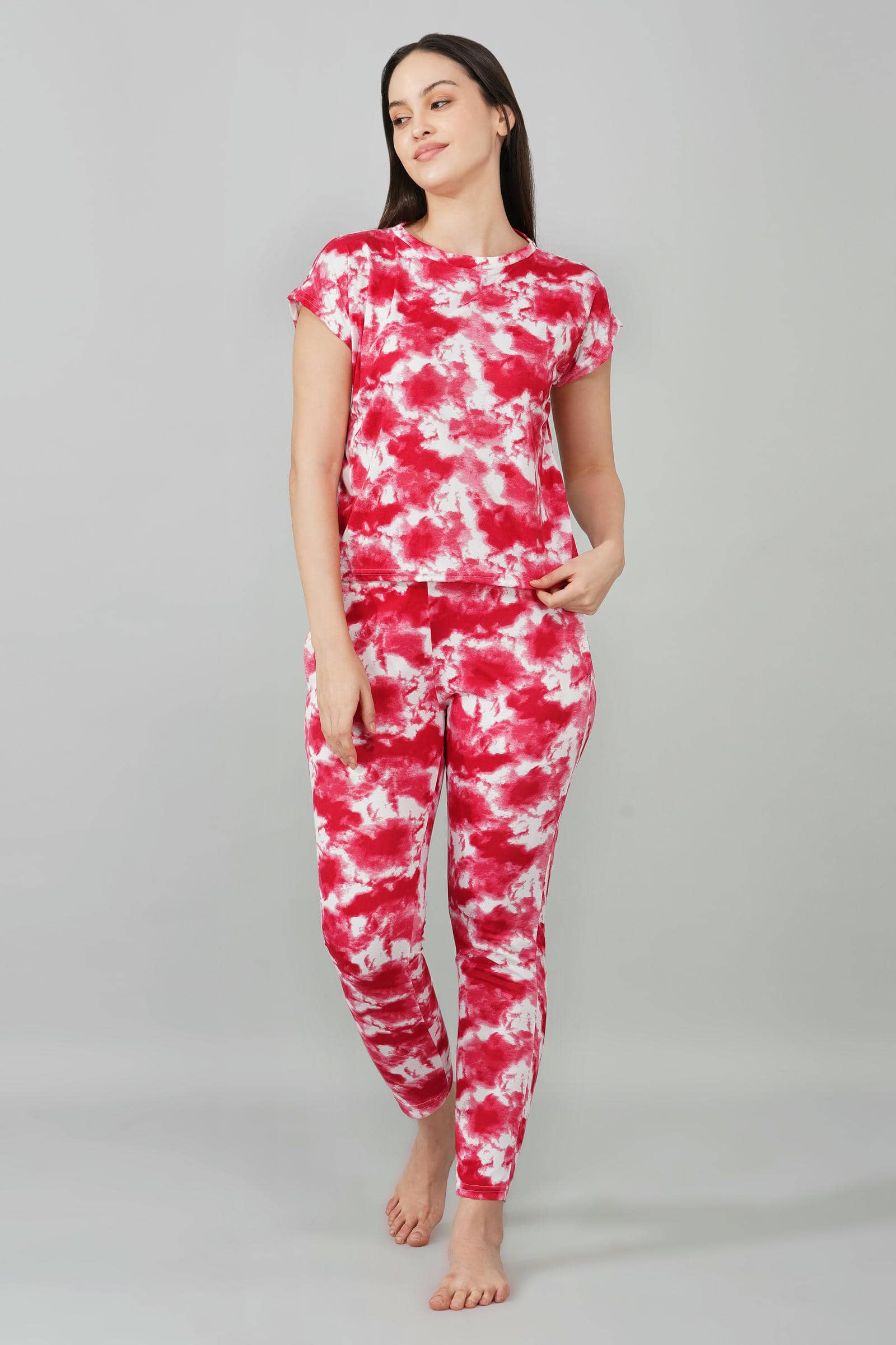 Red Tie-Dye Coord Set