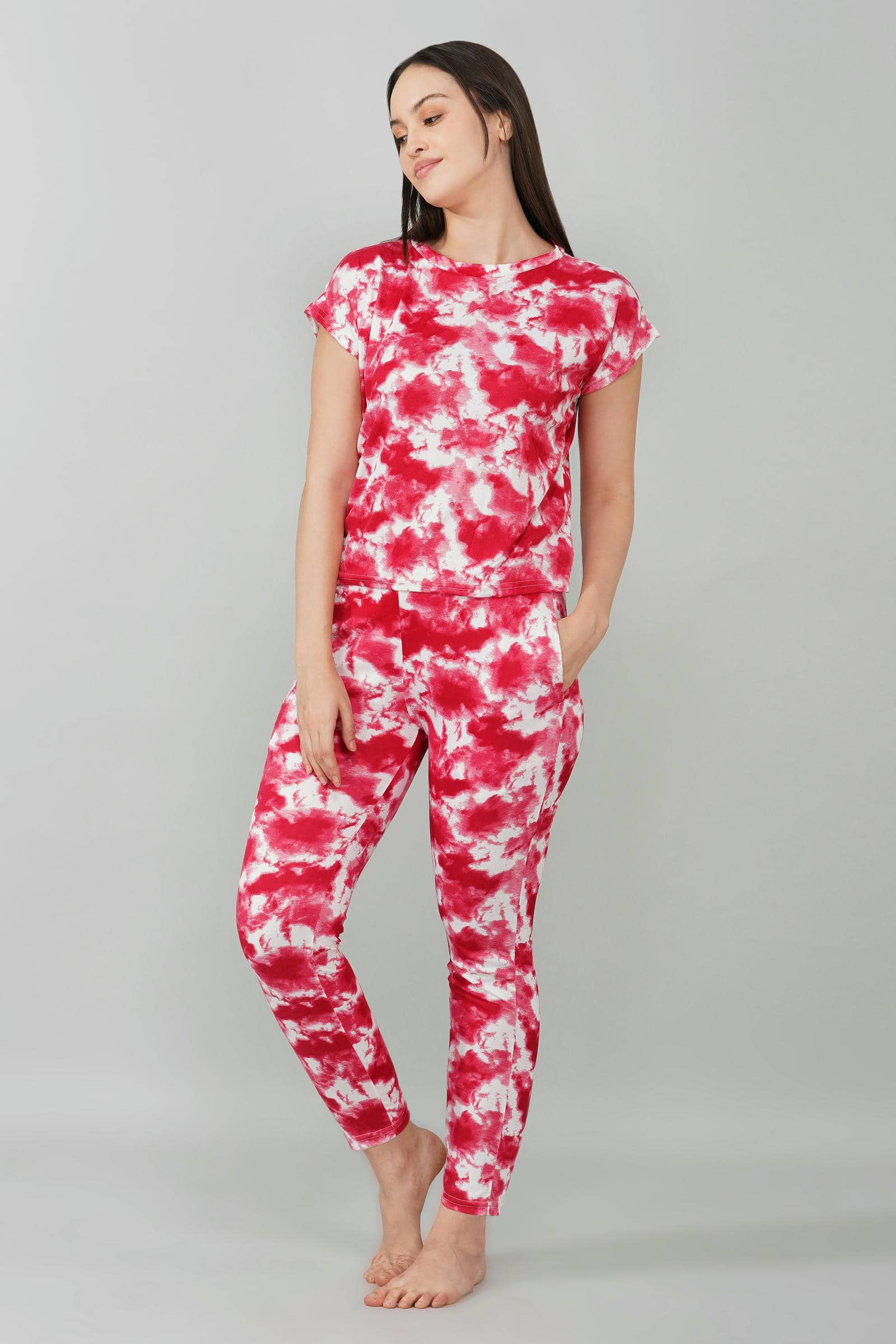 Red Tie-Dye Coord Set
