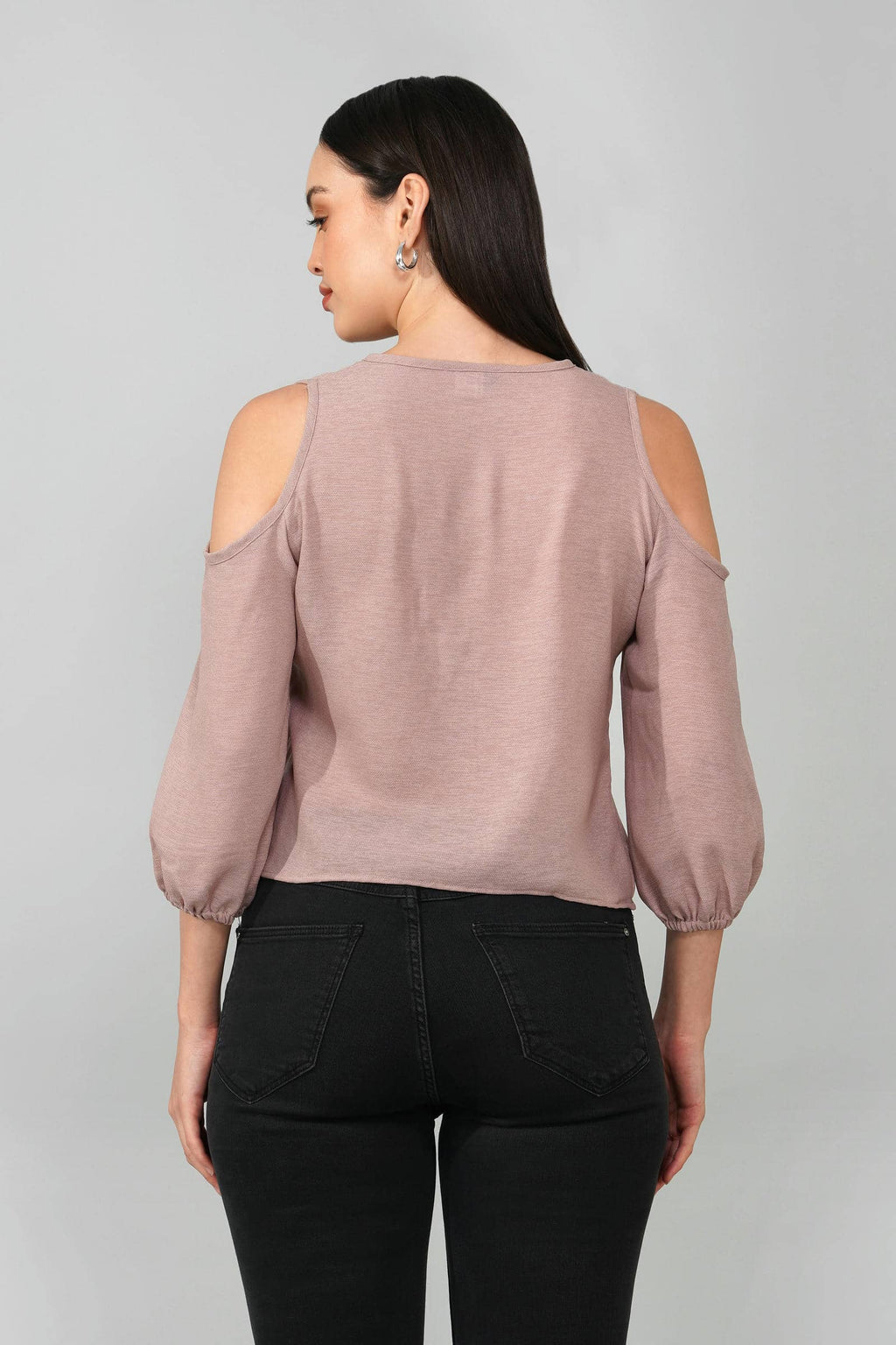 Dusty Pink Cold Shoulder Tie-Front Top