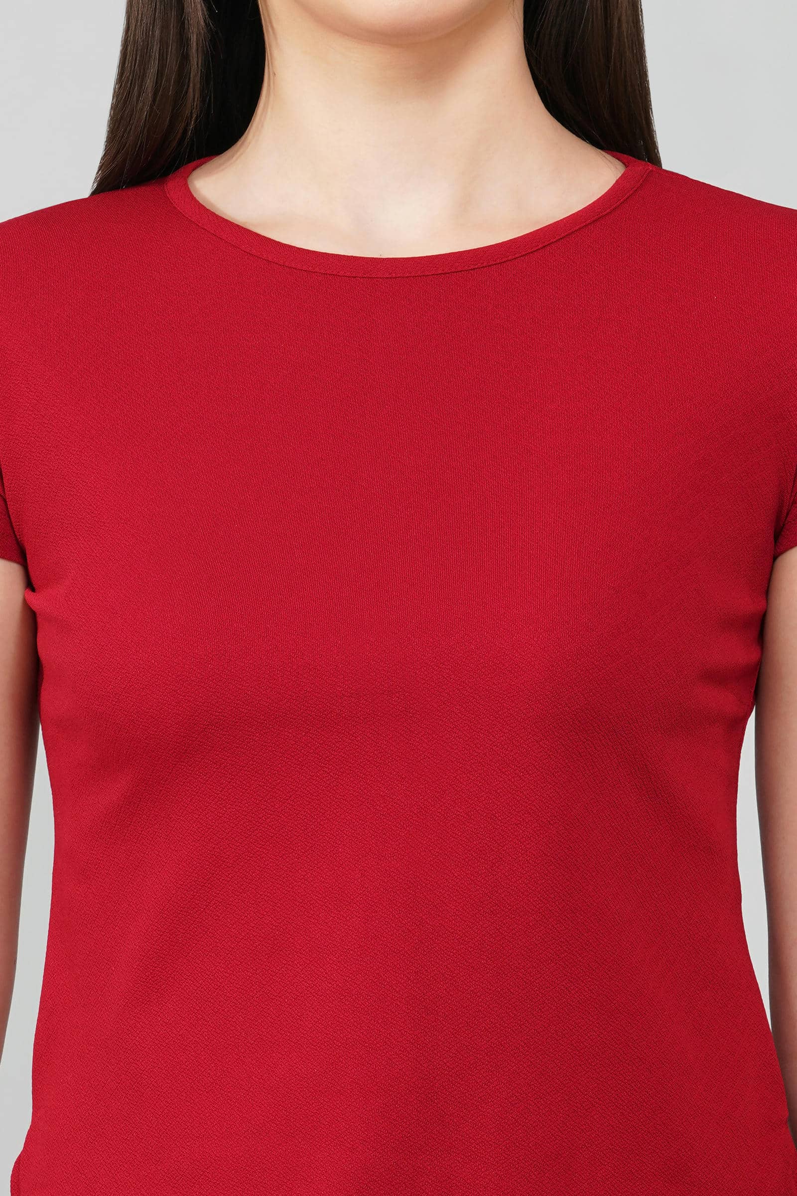 Maroon Casual Round Neck Top