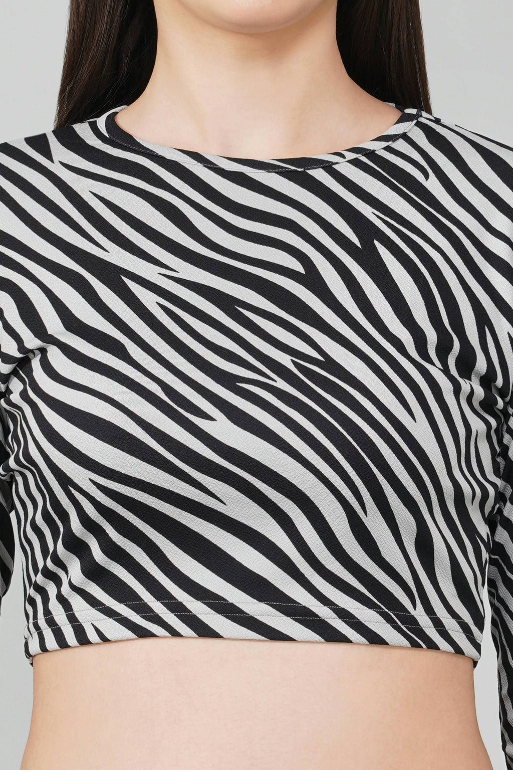 Grey Zebra Print Crop Top