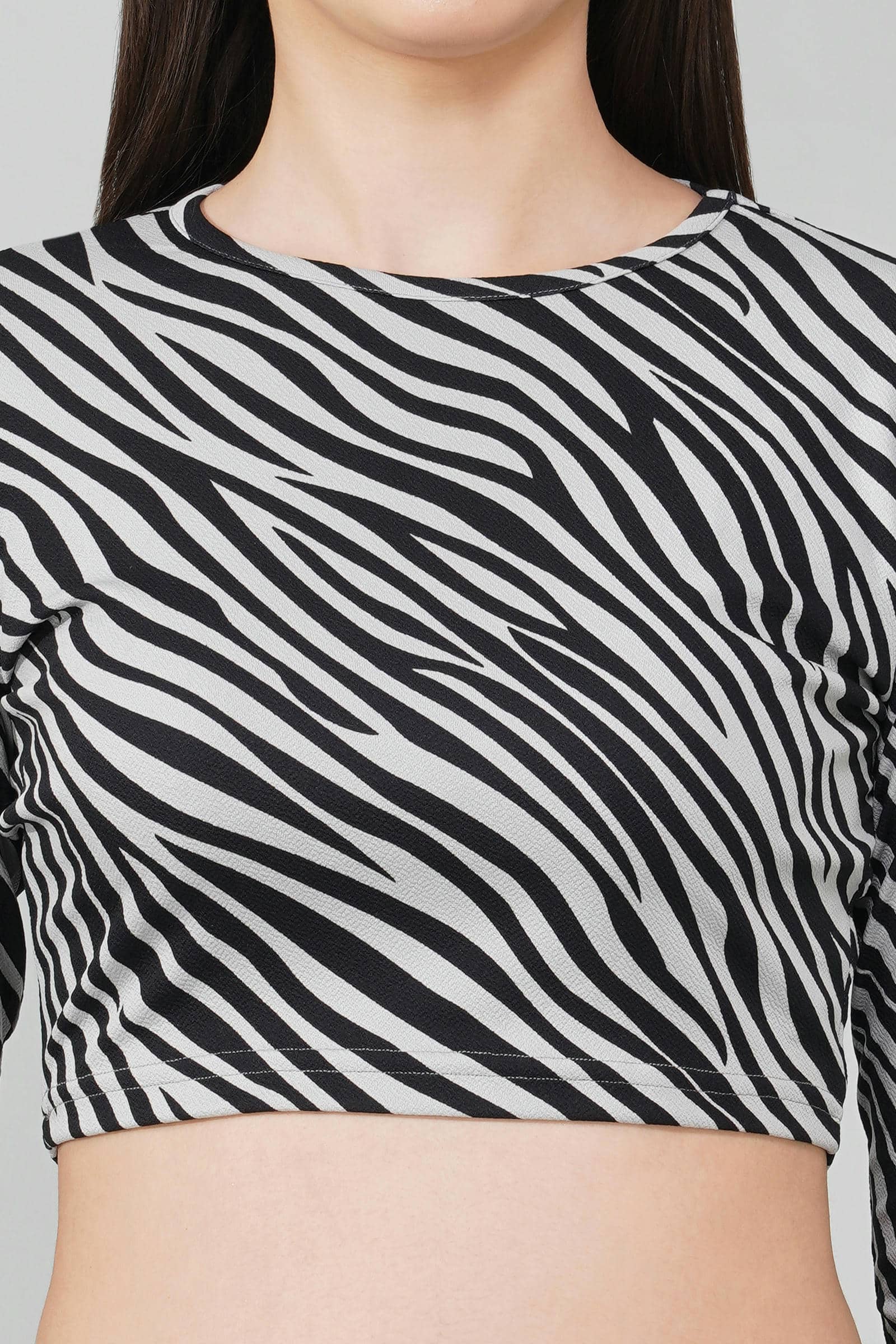 Grey Zebra Print Crop Top