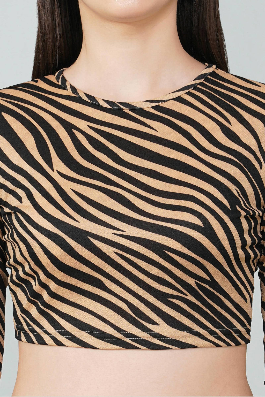 Beige Zebra Print Crop Top