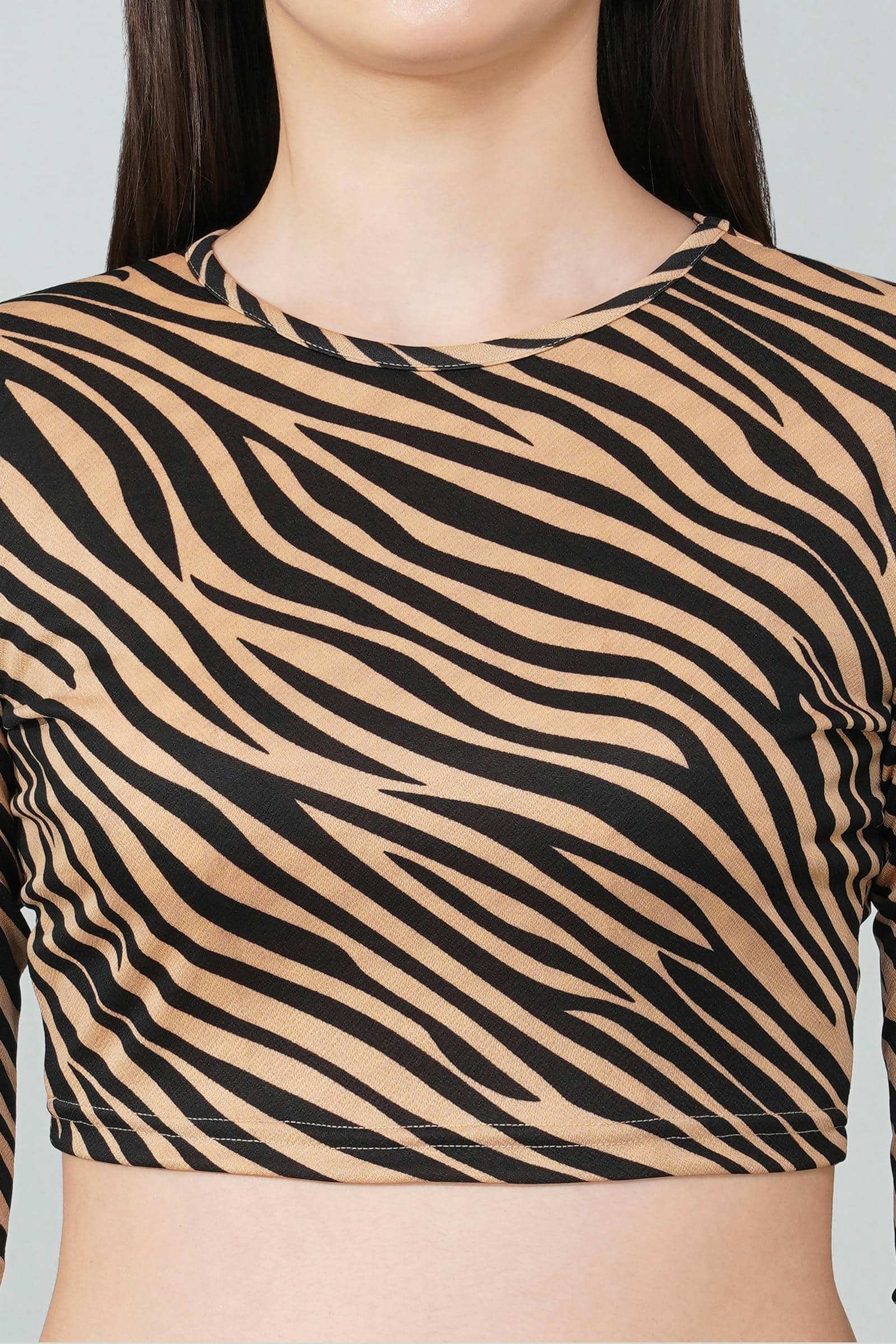 Beige Zebra Print Crop Top