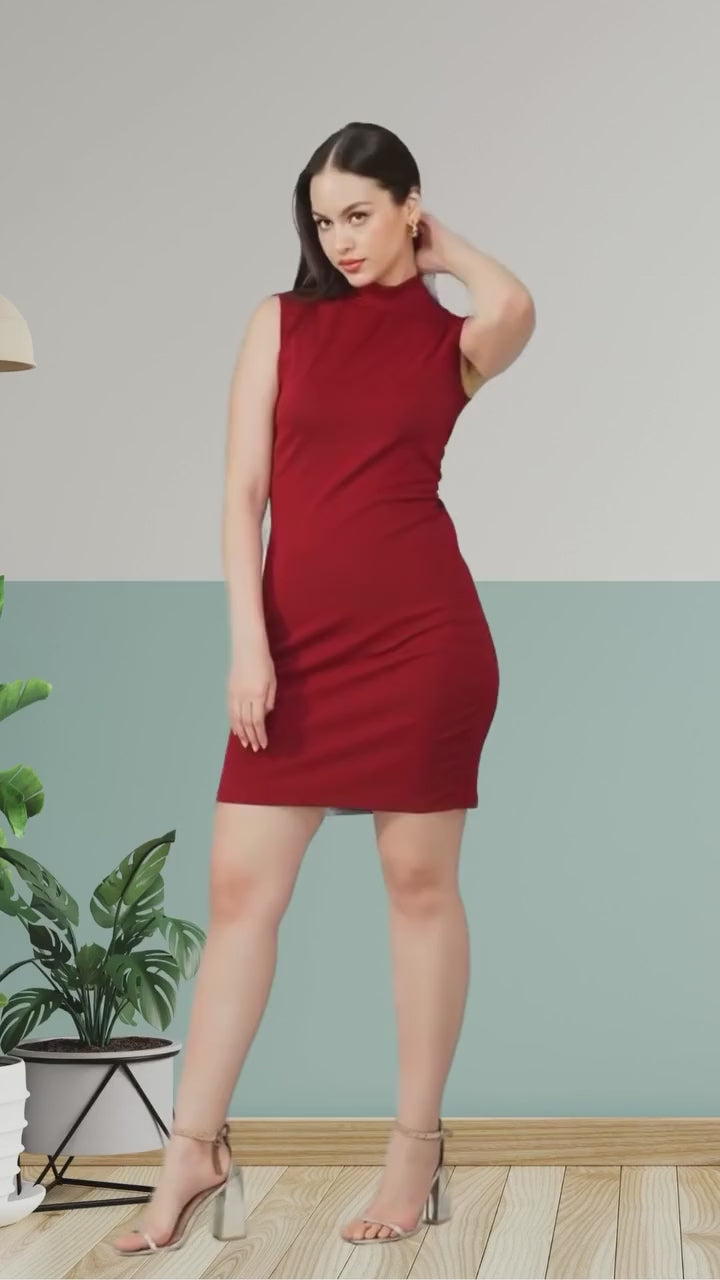 Burgundy Bodycon Dress